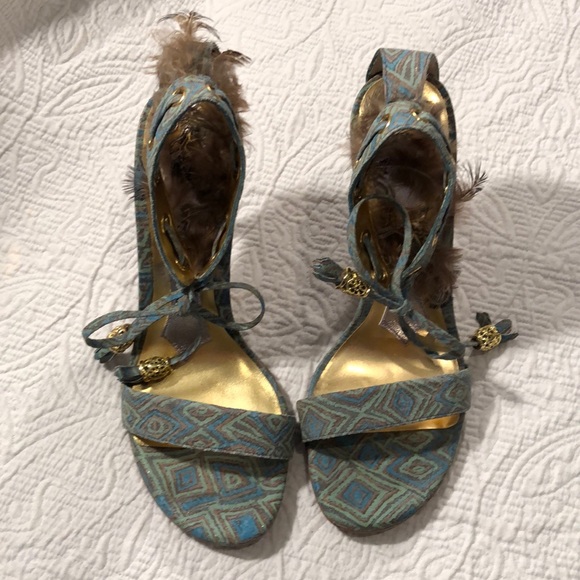 Hale Bob Heels with Feathered Accents - Picture 2 of 6